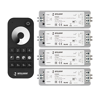 Arlight INTELLIGENT ARLIGHT Диммер SMART-SET-PWM-101-72-DIM-PD-SUF Black (5-36V, 1x8A, x4, ПДУ 13кн, 2.4G) (IARL, IP20 Пластик, 5 лет) фото