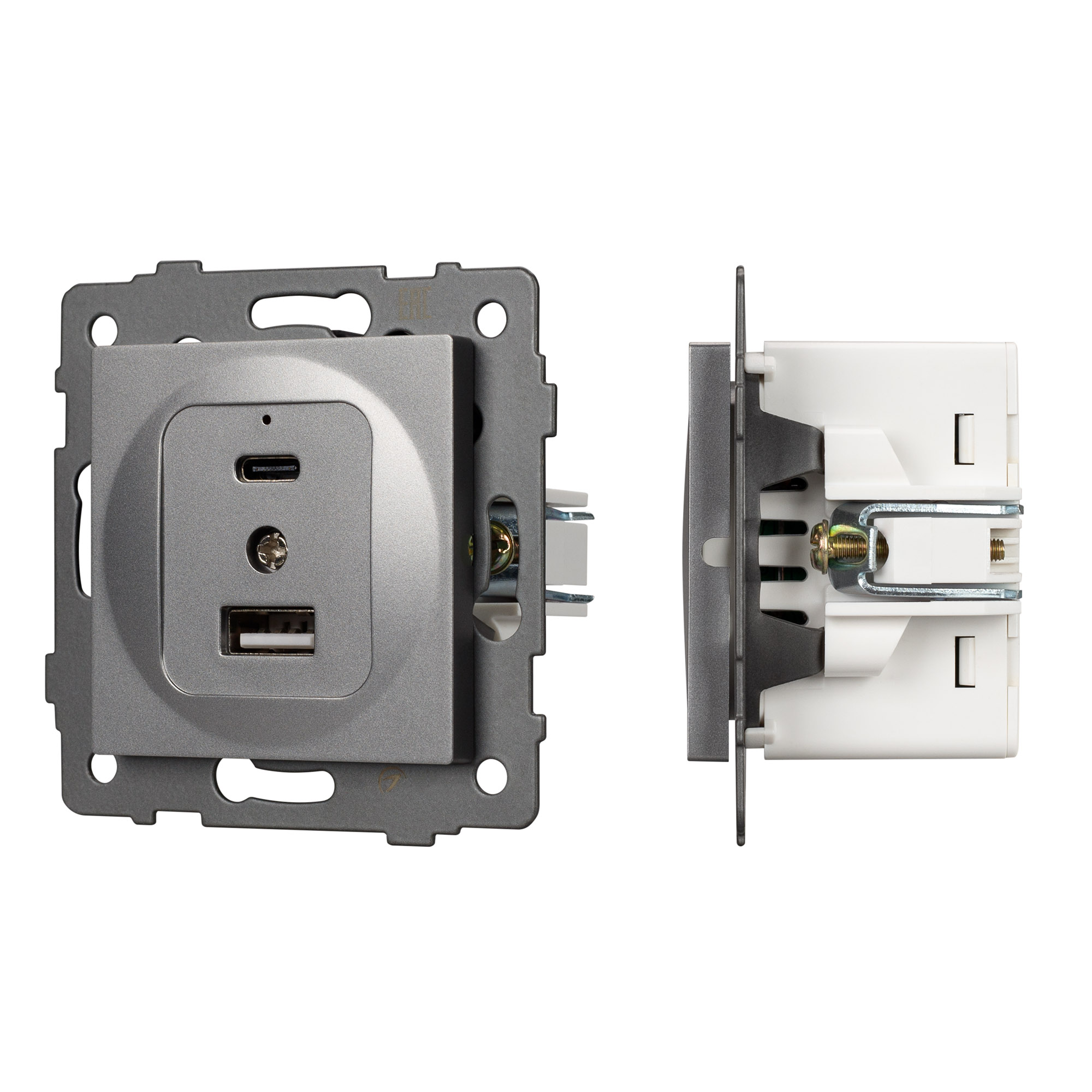 Arlight Механизм USB розетки SCT-MUAC-PL-GR-V (5V, 3A, QC4) (-) фото