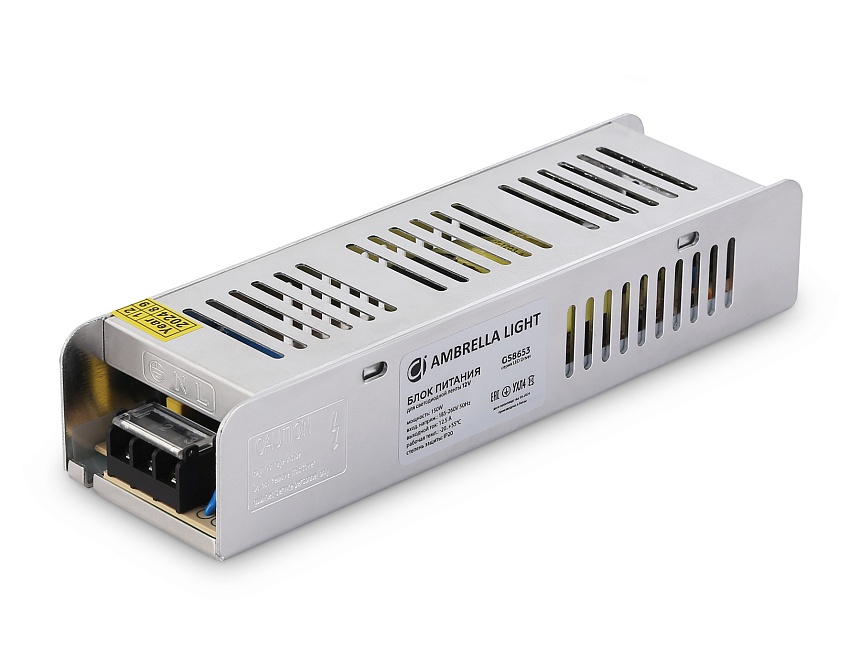 Ambrella Блок питания для светодиодной ленты с EMC 12V 150W 12.5A IP20 185-260V 200*58*40 GS8653 фото