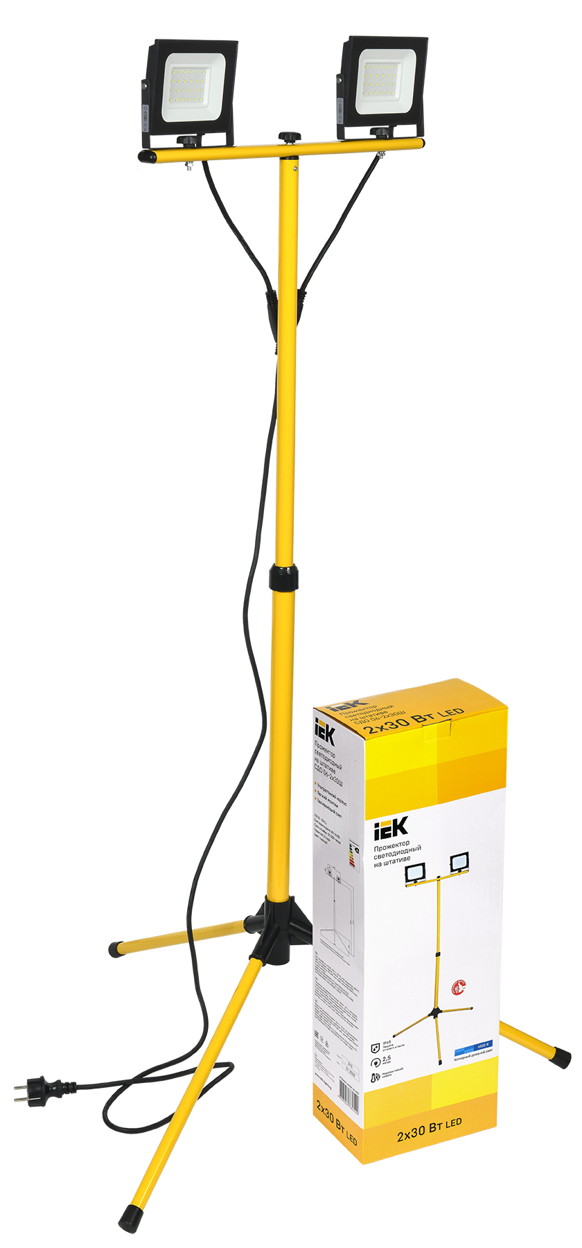 IEK Прожектор LED СДО 06-2х30Ш штатив 6500К IP65 черный фото