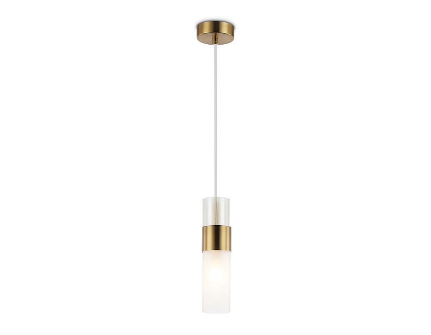 Ambrella Светильник подвесной LH55111 BS/FR/TI латунь/белый матовый/янтарь E14 max 40W D55*1500 фото