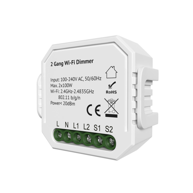Denkirs RL1004-DM/1 Двухканальное Wi-Fi реле-диммер 2 x 100 Вт фото
