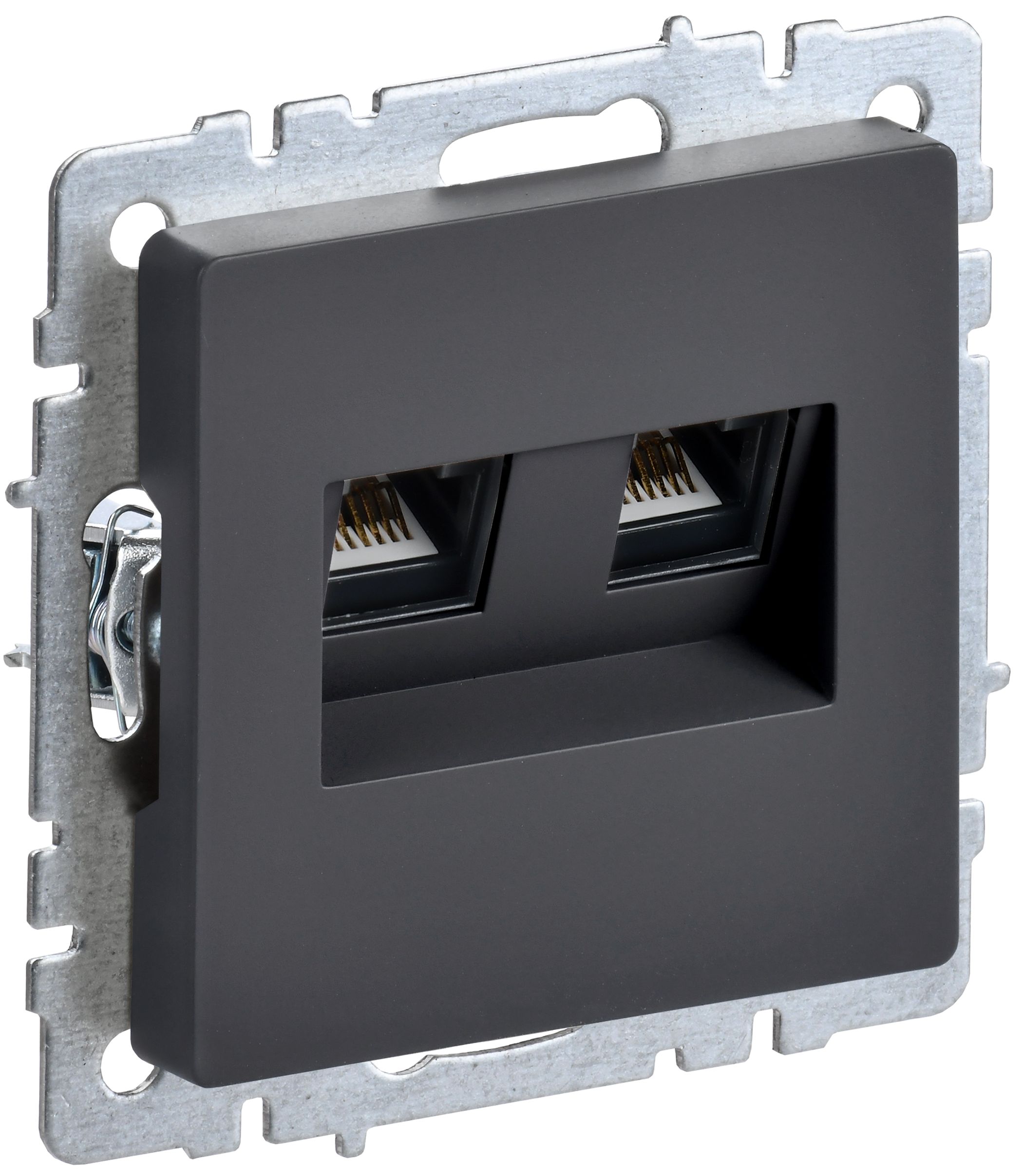 IEK BRITE BASE Графит Розетка двойная RJ11+RJ45 кат.5E РК/Т12-БрГ фото