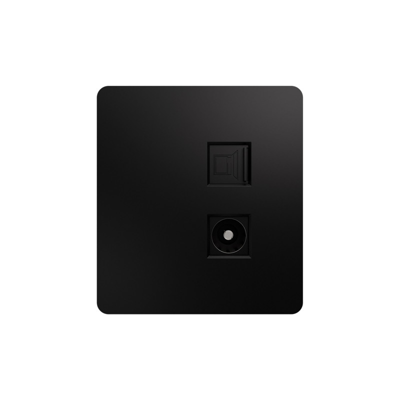 KRANZ ROUND Розетка компьютерная RJ45 кат6 + TV с/у оникс, с 1-пост. рамкой фото