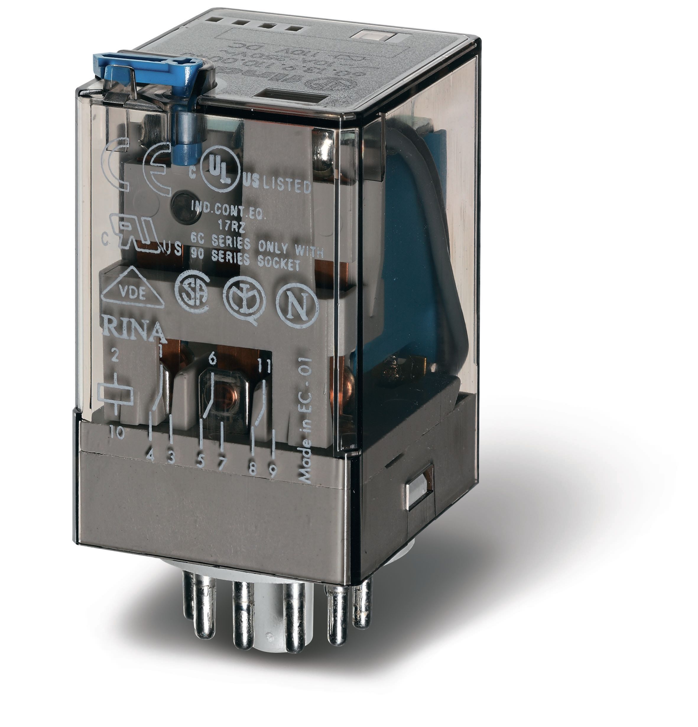 Finder Универсальное электромеханическое реле 3CO 10A,контакты AgNi, кат 230В AC, степень защиты RTI фото