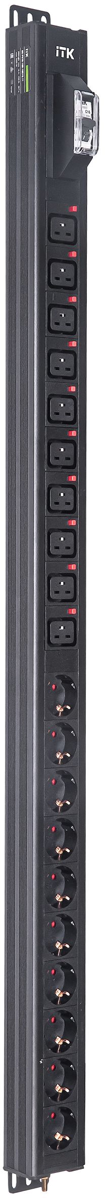 ITK BASE PDU PV1101 24U 1ф 16А 10SCHUKO 10C19 без каб. фото