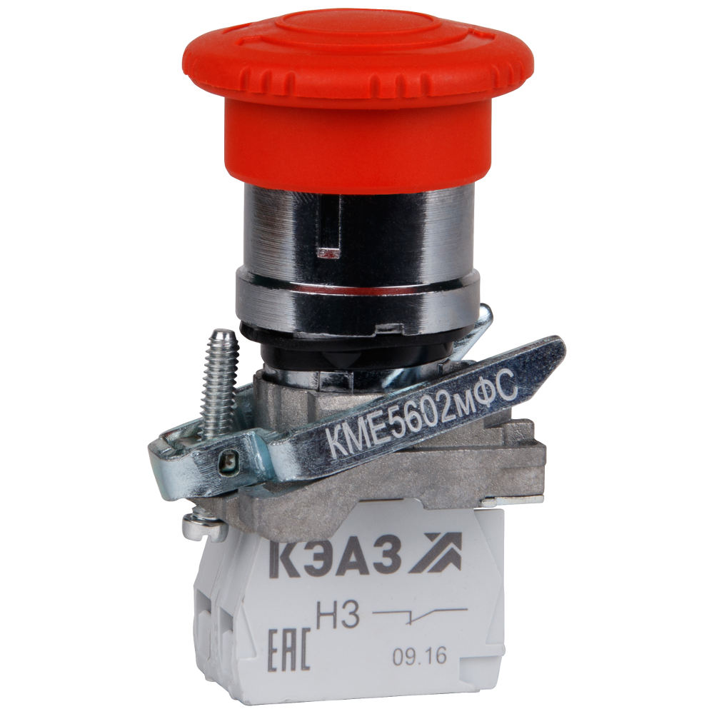 КЭАЗ Кнопка КМЕ5602мФС-красный-0но+2нз-гриб-фикс-IP65. фото