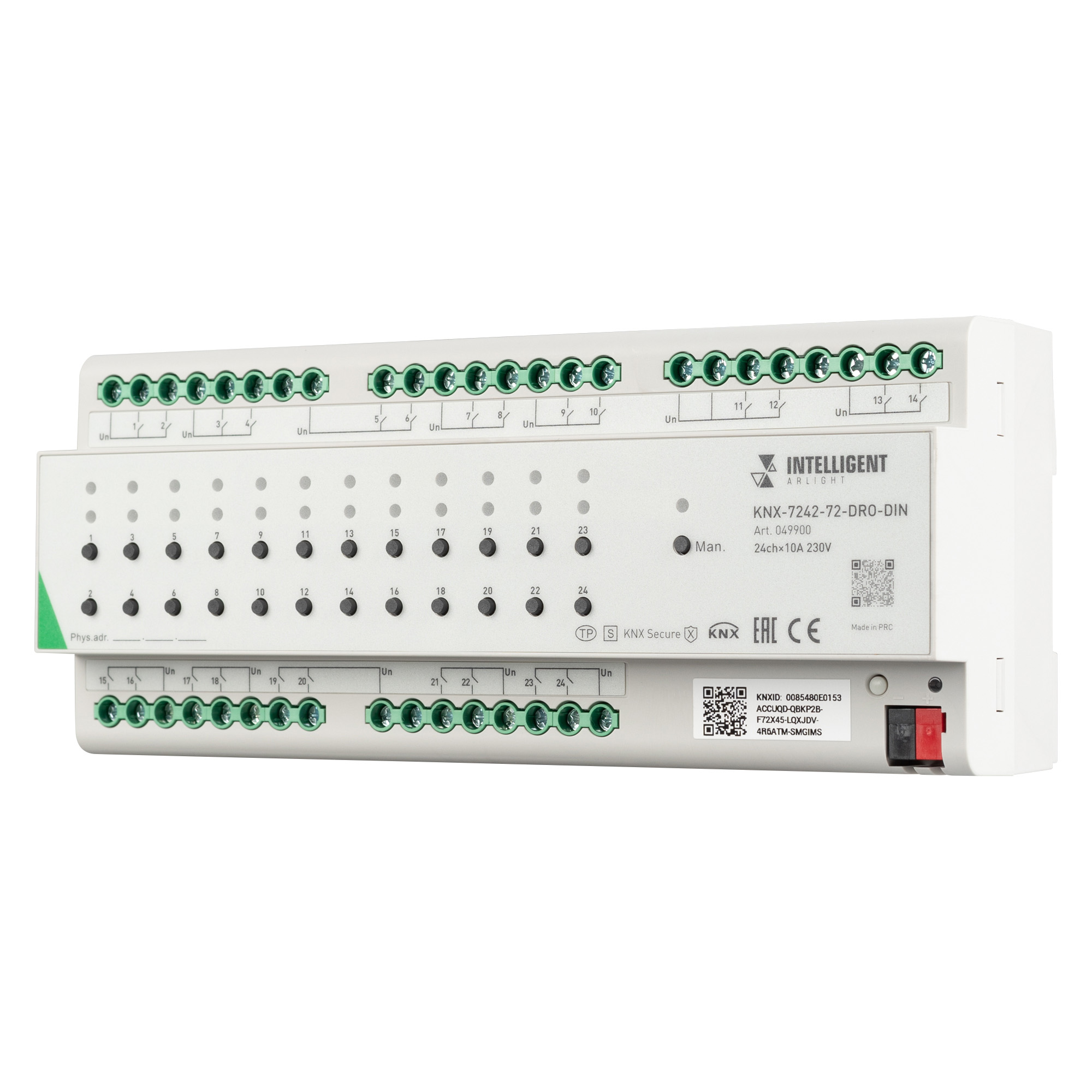Arlight INTELLIGENT Релейный модуль KNX-7242-72-DRO-DIN Grey (BUS, 24x10A) (IARL, IP20 Пластик, 2 года) фото