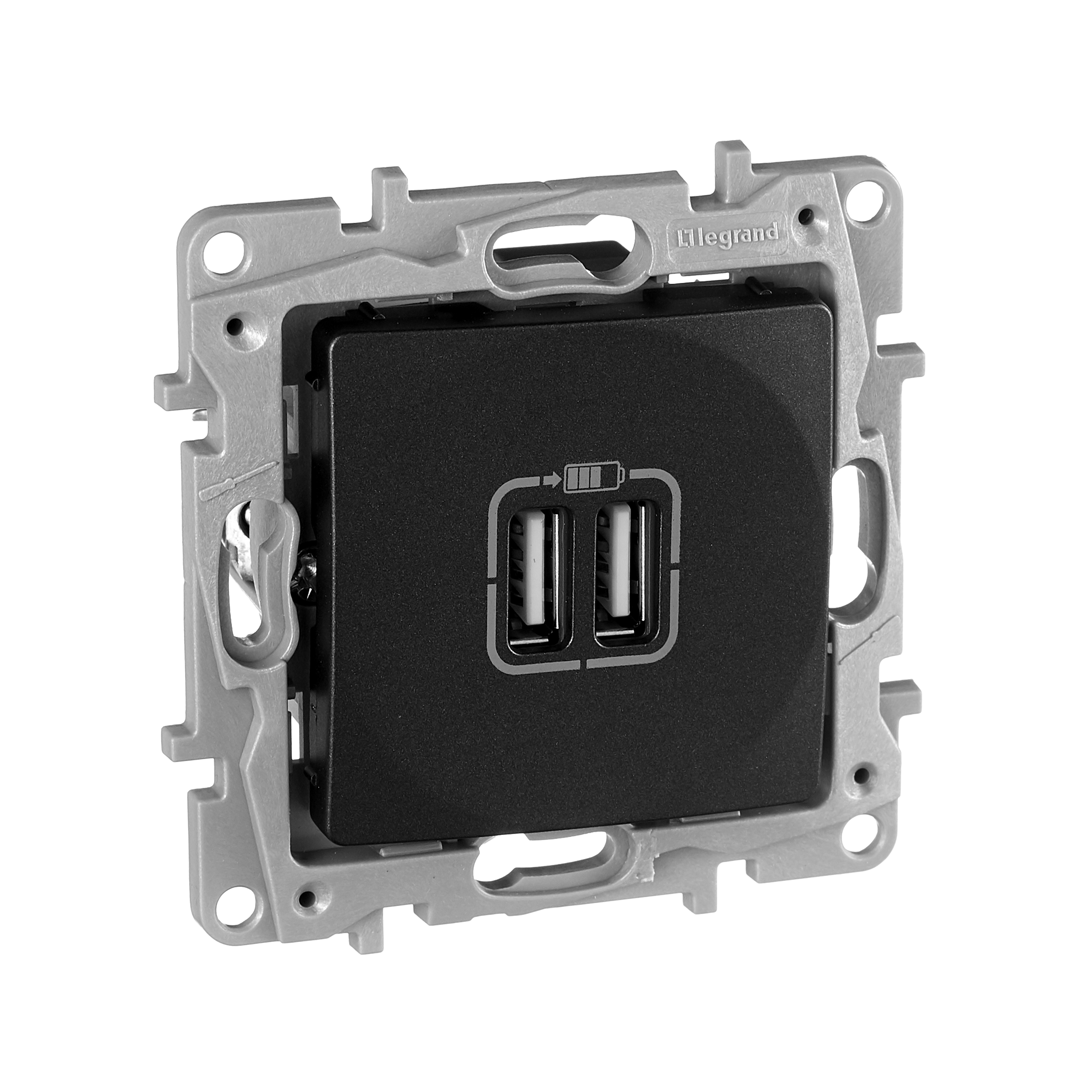 Legrand Etika Антрацит Розетка USB 2-ая 240В/5В 2400мА. фото