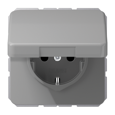 JUNG CD 500 Серая Розетка штепсельная Schuko 16A 250V с защитой от детей, влагозащищенная фото