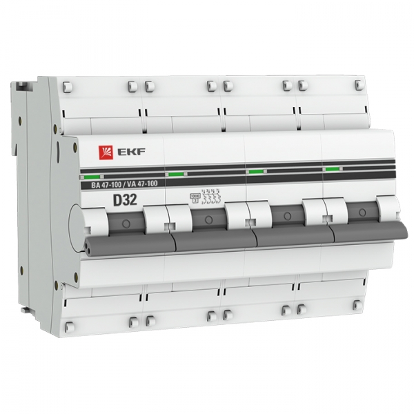 EKF Автоматический выключатель ВА 47-100 4P 32А (D) 10kA PROXIMA фото