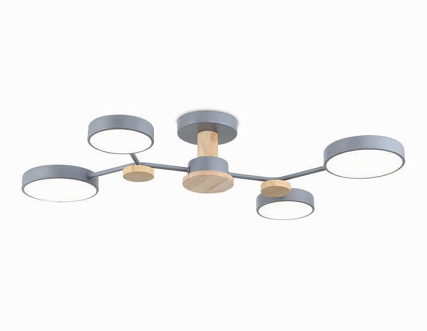 Ambrella Светильник светодиодный подвесной FL4859/4 GR/WD серый/дерево 60W 3000-6000K 700*400*120 (без ПДУ) фото