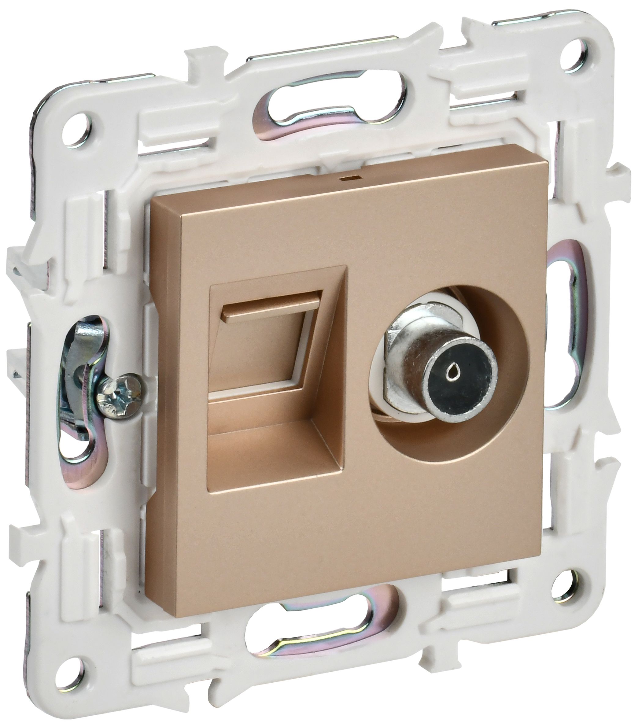IEK SKANDY Песочный Розетка двойная TV+RJ45 кат.6E SK-A15Sa фото