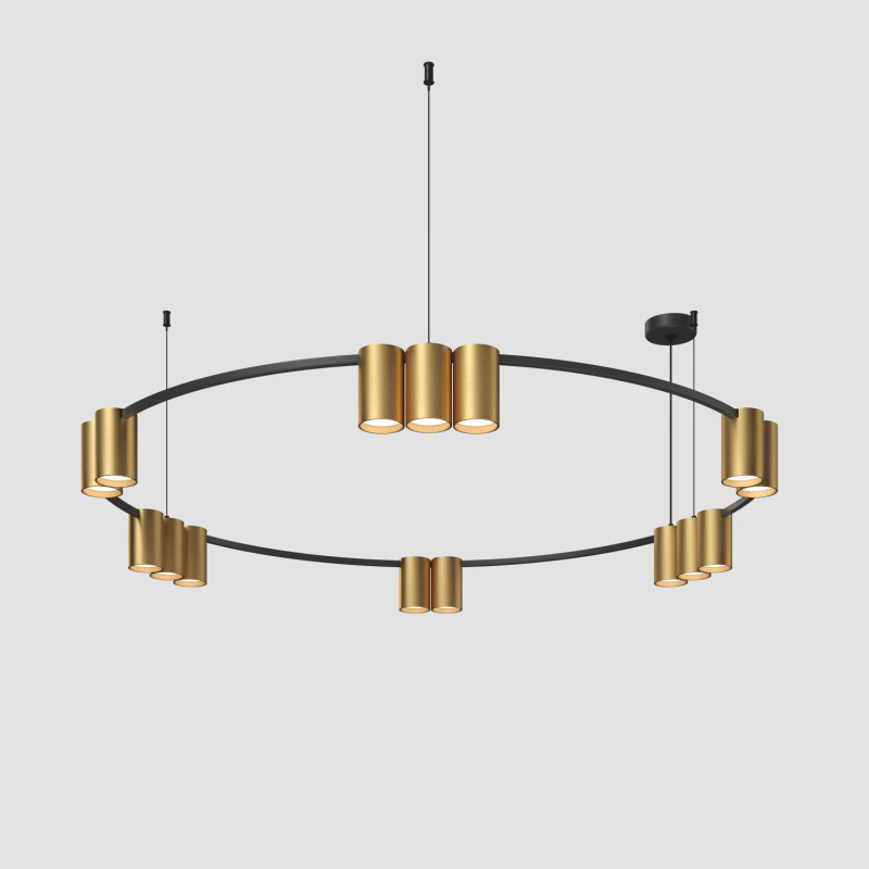 Denkirs DK4067-BK+SG Подвесной светильник ORBIT, IP20, 15xGU10 LED, до 15 Вт, черный + сатинированное золото, алюминий фото