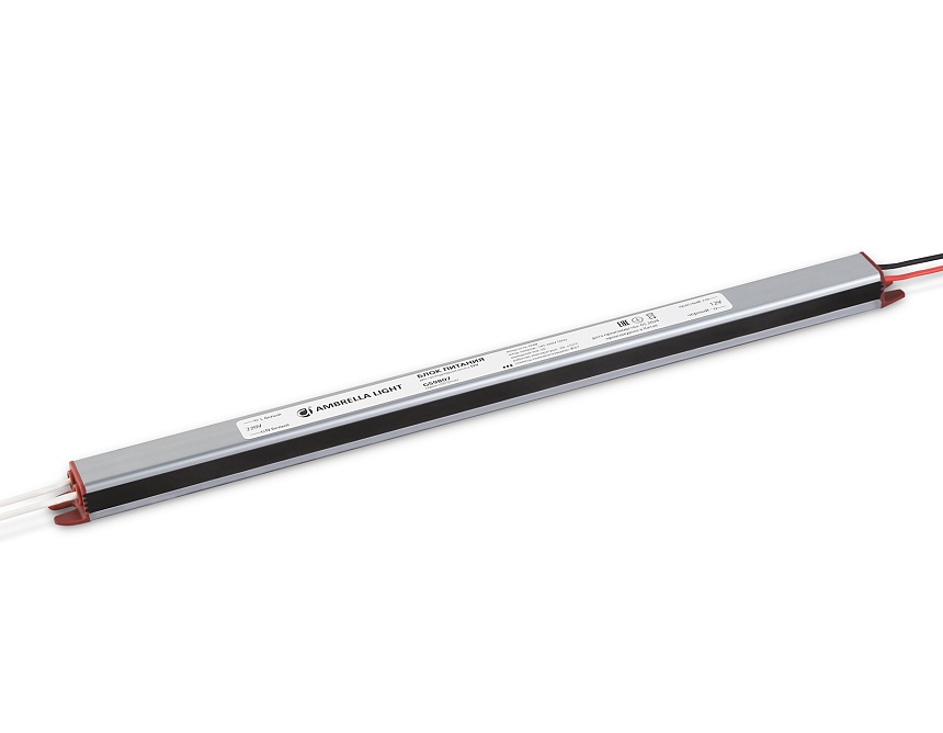 Ambrella Блок питания для светодиодной ленты 12V 60W 5A IP67 185-260V 312*18*14.8 GS9807 фото