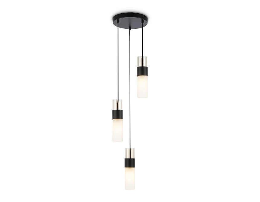 Ambrella Светильник подвесной LH55102/3 BK/FR/TI черный/белый матовый/янтарь E14*3 max 40W D220*1200 фото