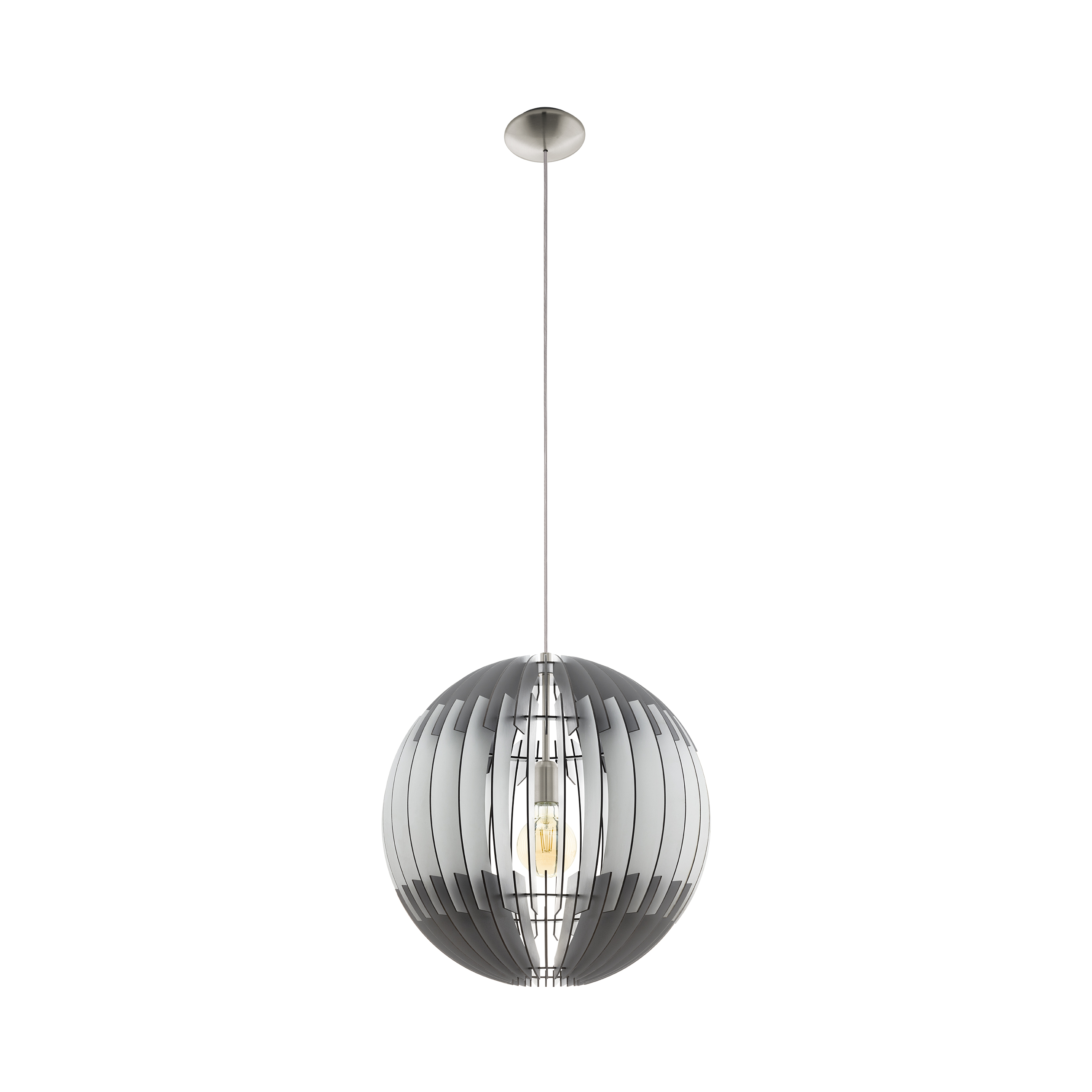 Eglo 96973 Подвес OLMERO, 1х60W (E27), ?500, H1500, сталь, никель матовый/дерево, серый, белый фото