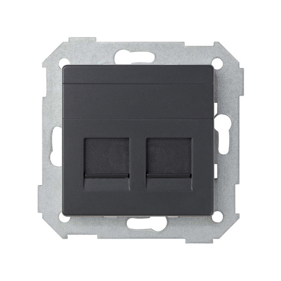 Simon 75 Мех Графит Адаптер на 2 RJ-45 75540-, 75541-, 75528-, 75544-39 АМР фото