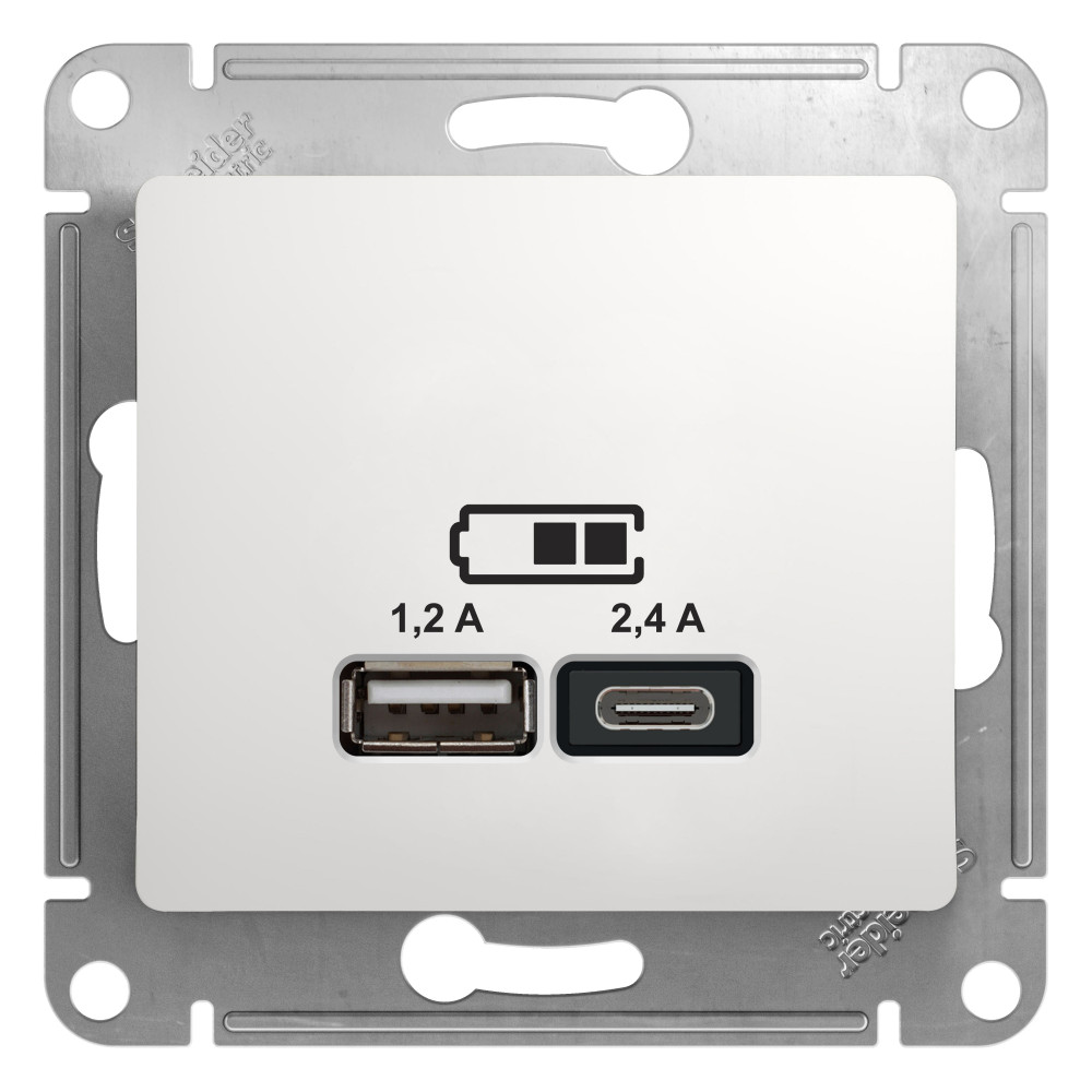 Systeme Electric Glossa Бел Розетка USB A+С, 5В/2,4А, 2х5В/1,2А фото