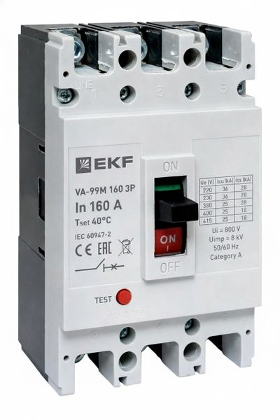 EKF Выключатель автоматический в литом корпусе ВА-99М 160/160А 3P 10In 35кА с термомагнитным расцепителем фото