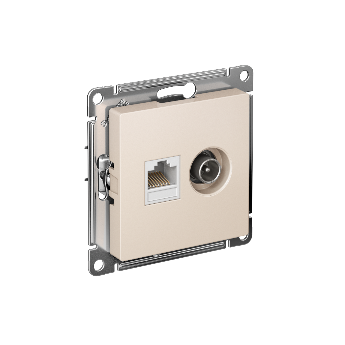 Systeme Electric AtlasDesign Беж Розетка двойная комп+ТВ, RJ45+TV, кат.5E, механизм фото