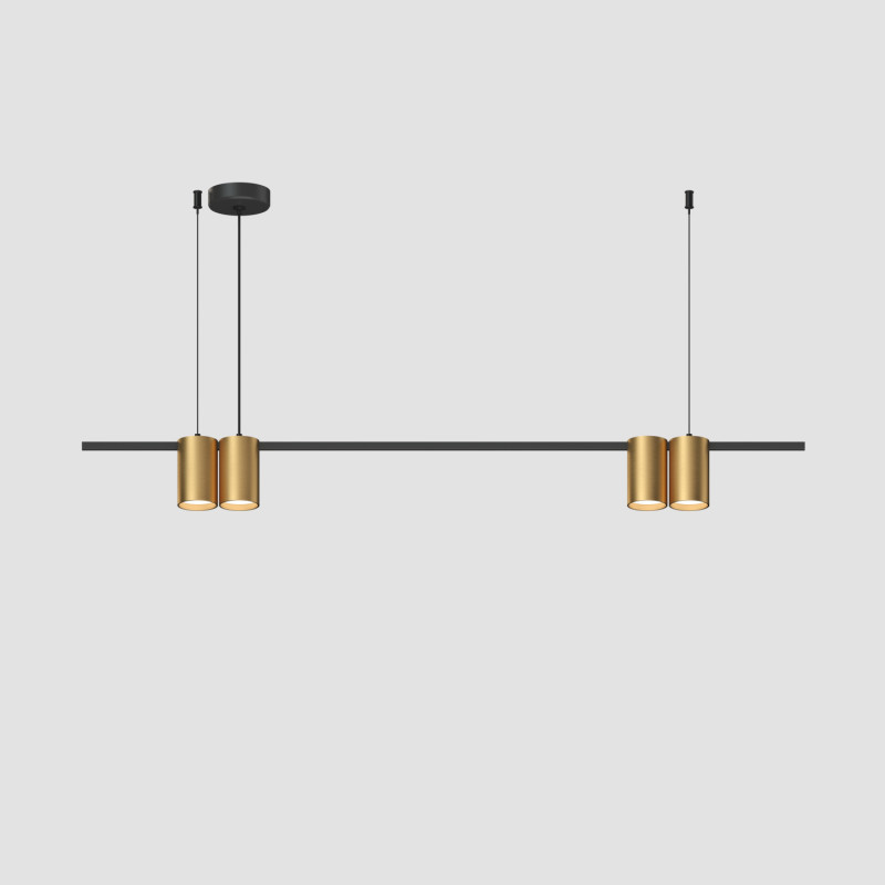 Denkirs DK4061-BK+SG Подвесной светильник ORBIT, IP20, 4xGU10 LED до 15 Вт, черный + сатинированное золото, алюминий фото