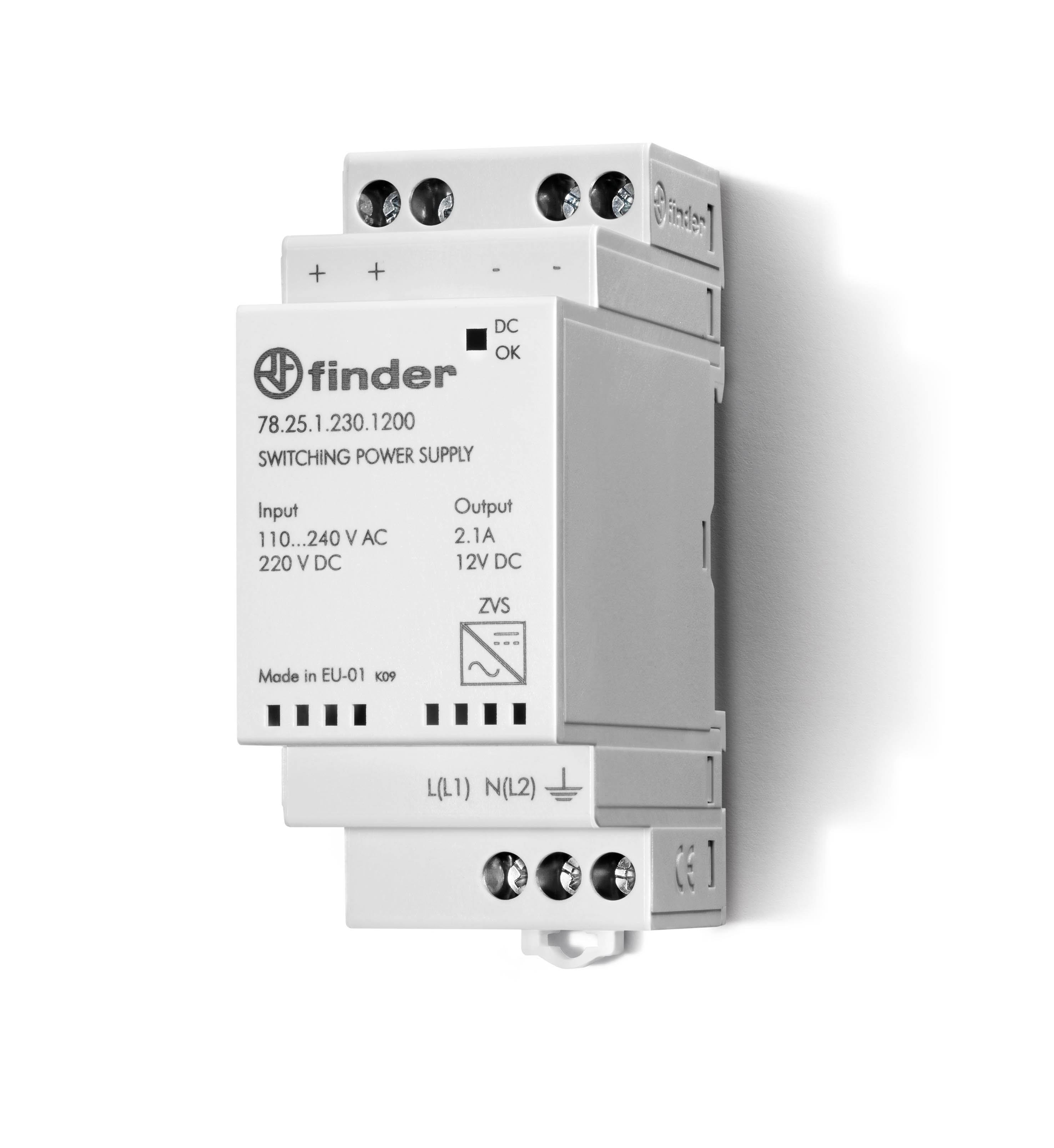 Finder Импульсный источник питания; вход 110...240В AC; выход 24В DC, 25Вт; модульный, ширина 35мм; степень защиты IP20 фото