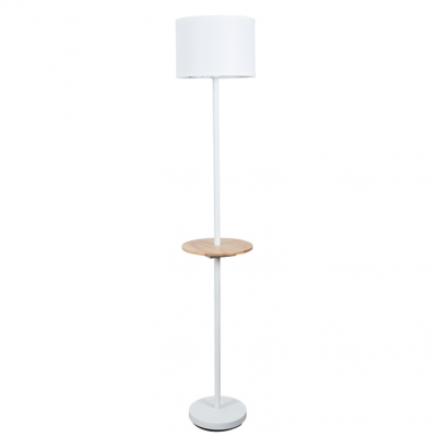 Arte Lamp A4056PN-1WH COMBO Торшер с деревянным столиком и USB фото