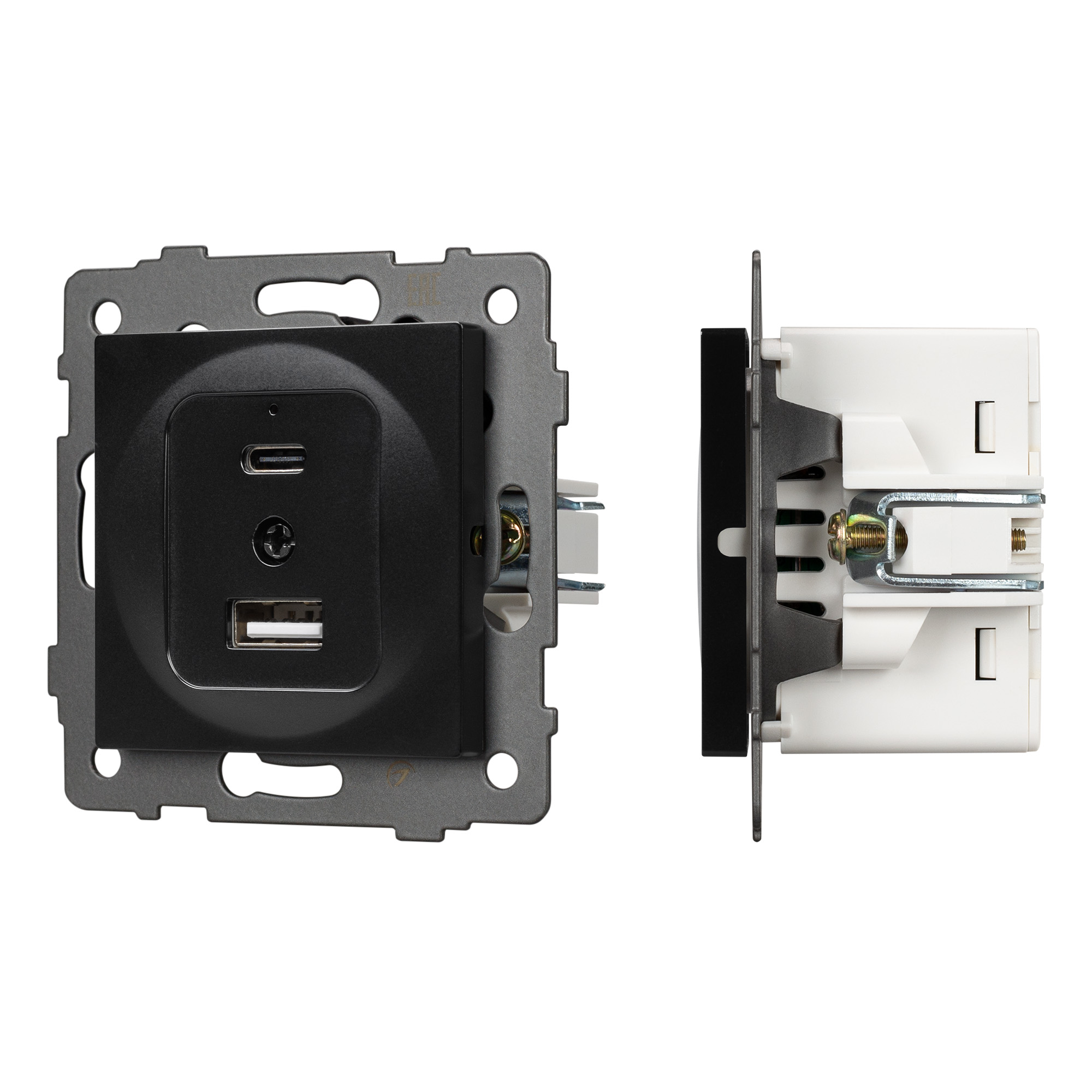 Arlight Механизм USB розетки SCT-MUAC-PL-BK-V (5V, 3A, QC4) (-) фото
