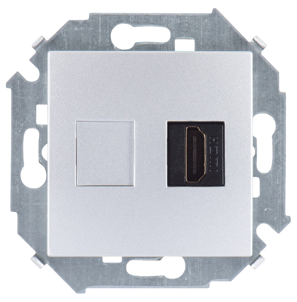 Simon 15 Алюминий Розетка для подключения HDMI-разъёма аудио/видео, v1.4, тип А фото
