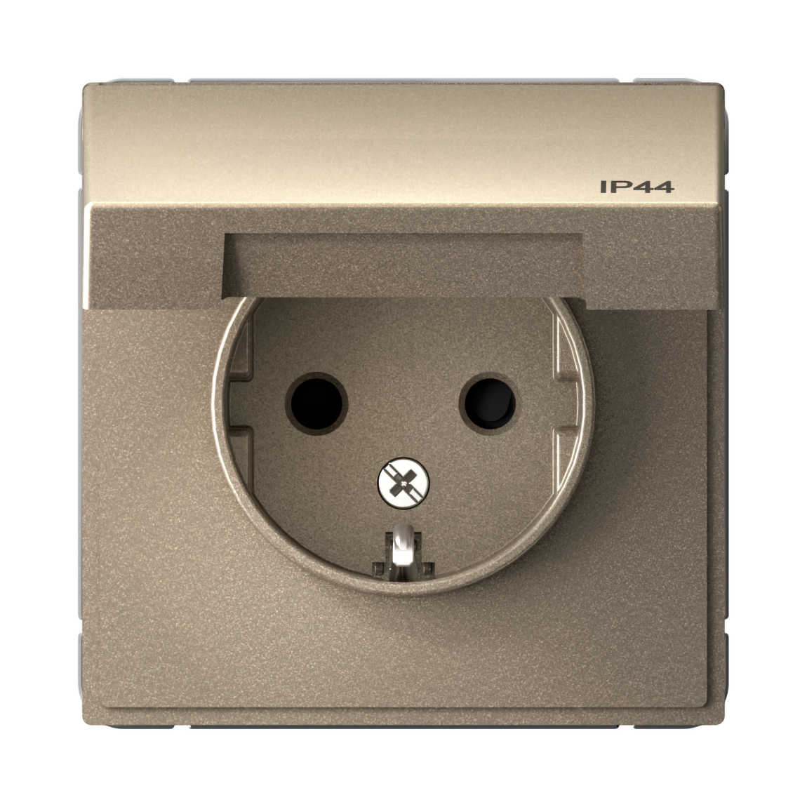 Systeme Electric ArtGallery Шампань Розетка с заземлением с заземл. со шт. с крышк, 16А, IP44, механизм фото