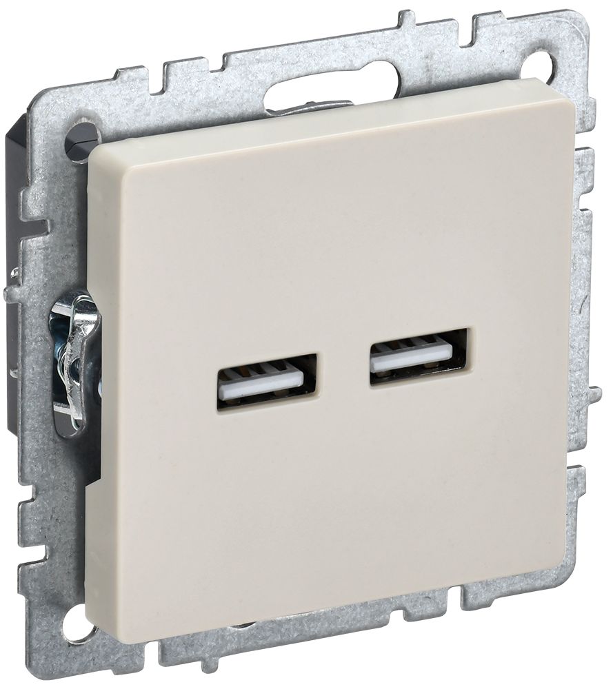IEK BRITE BASE Бежевый Розетка USB A+A 3,1А РЮ10-1-БрКр фото