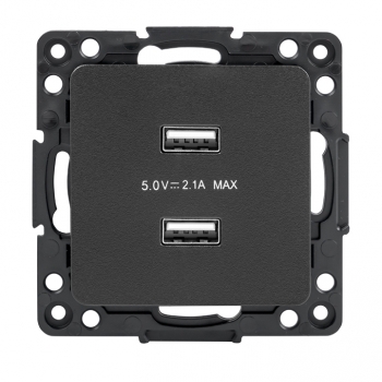 EKF Стокгольм Механизм Розетки USB 2-местной 2,1А винтовые клеммы черный фото
