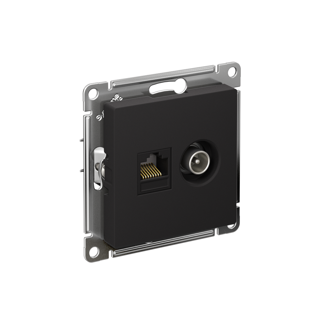 Systeme Electric AtlasDesign Карбон Розетка двойная комп+ТВ, RJ45+TV, кат.5E, механизм фото
