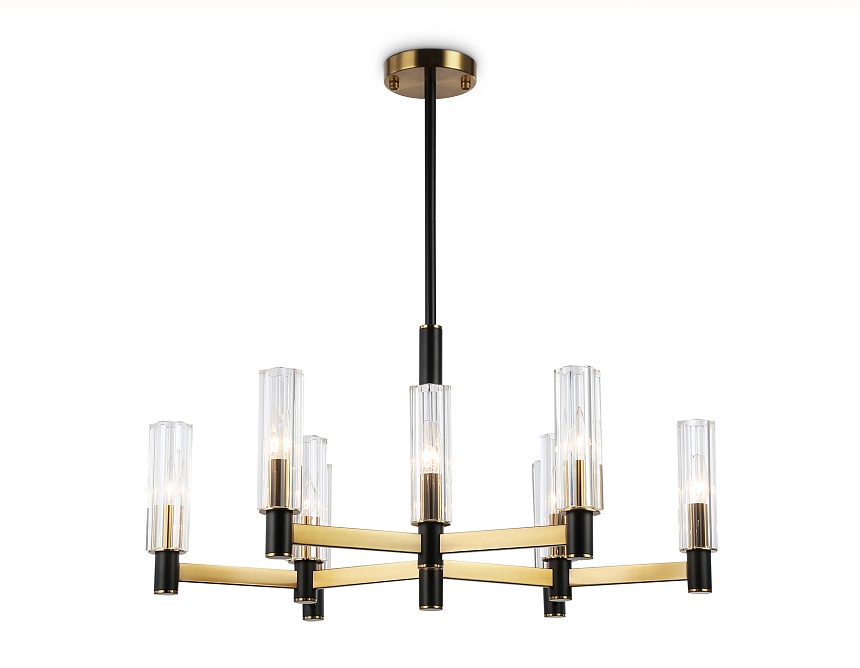 Ambrella Светильник на штанге LH55513/9 BK/BS/CL черный/латунь/прозрачный E14*9 max 40W D760*760 фото