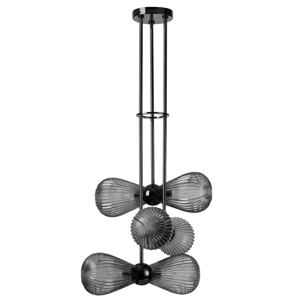 Odeon Light 5417/6 MODERN ODL_EX23 17 черный хром/дымчатый/металл/стекло Подвес E14 6*40W ELICA фото