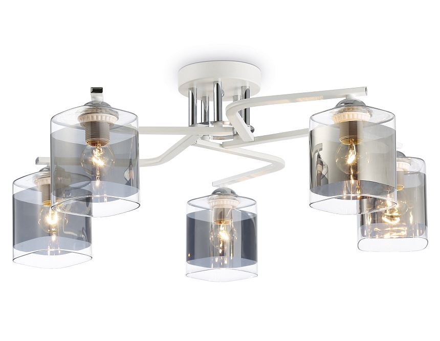 Ambrella Светильник потолочный TR303219/5 WH/CH/SM белый/хром/дымчатый E27*5 max 60W D580*250 фото