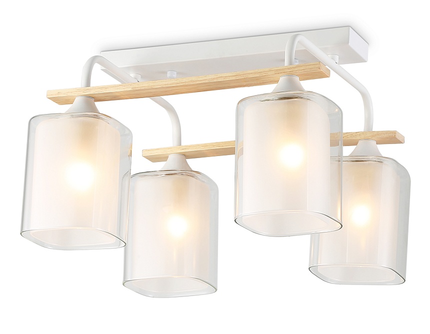 Ambrella Светильник потолочный TR3033246/4 WH/WD белый/дерево E27/4 max 60W 340*340*245 фото