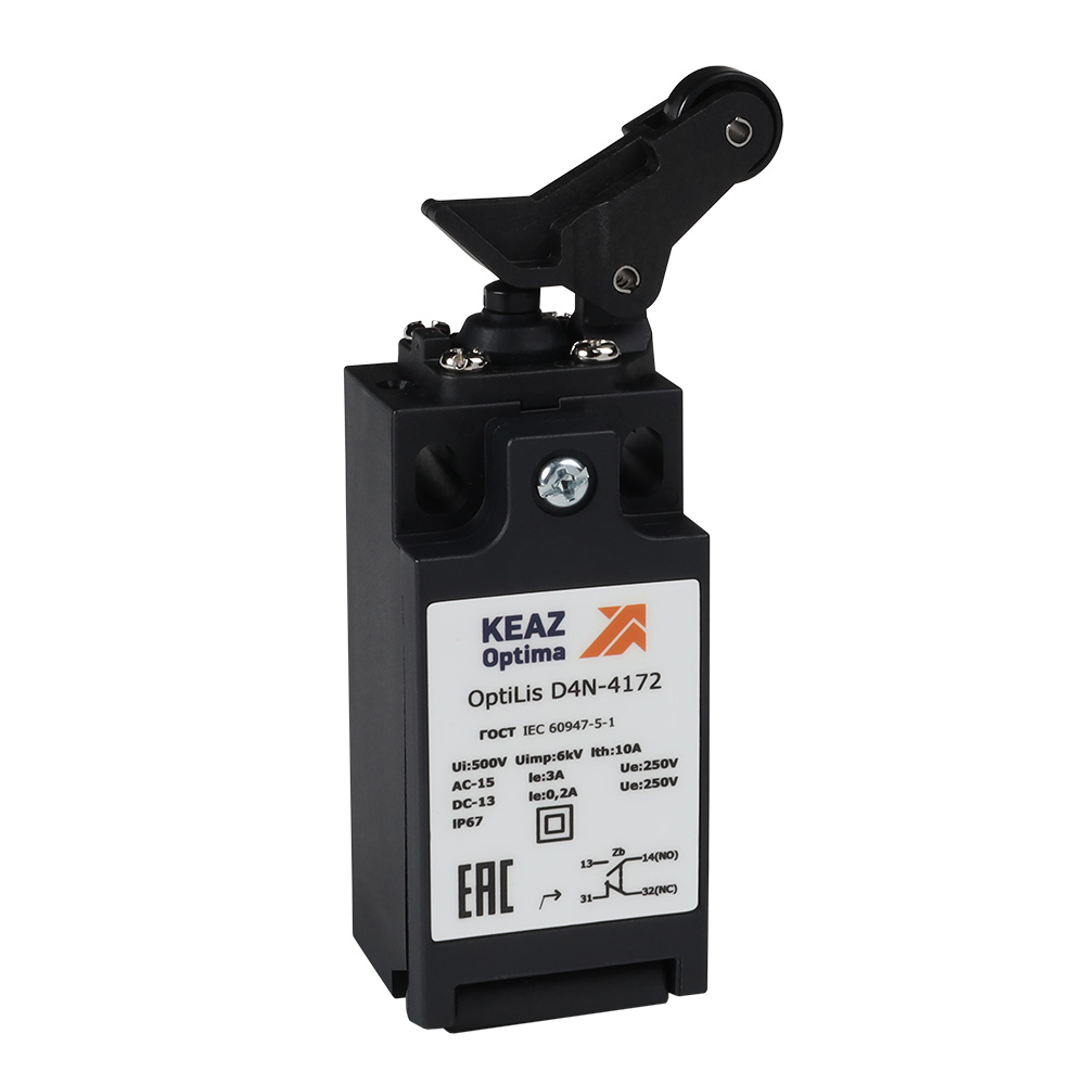 КЭАЗ Выключатель концевой OptiLiS D4N-4172 рычаг роликовый вертикальное перемещение EN 50047 XCKN2127P20. фото