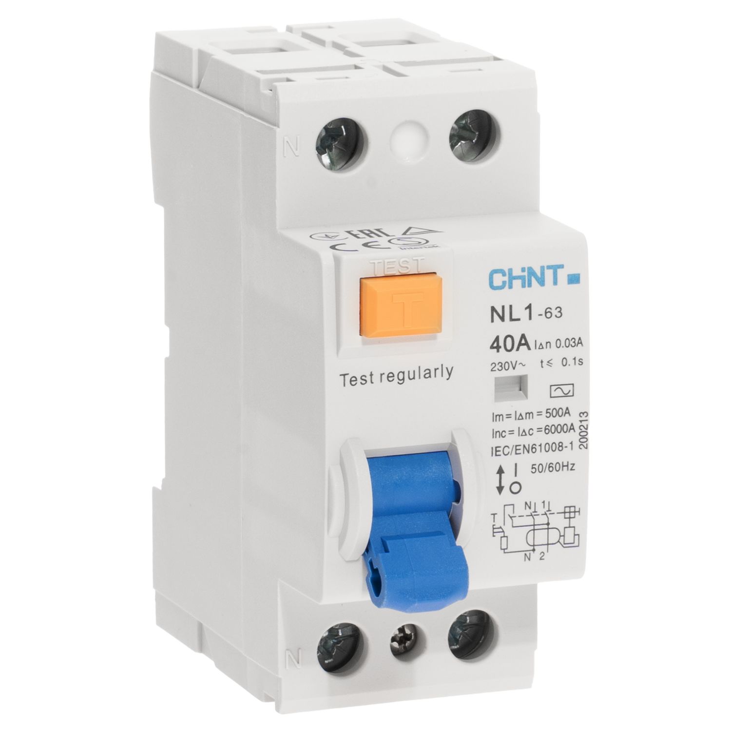 CHINT УЗО NL1-63 2P 40A 30mA 6kA тип AC (DB) (R) фото