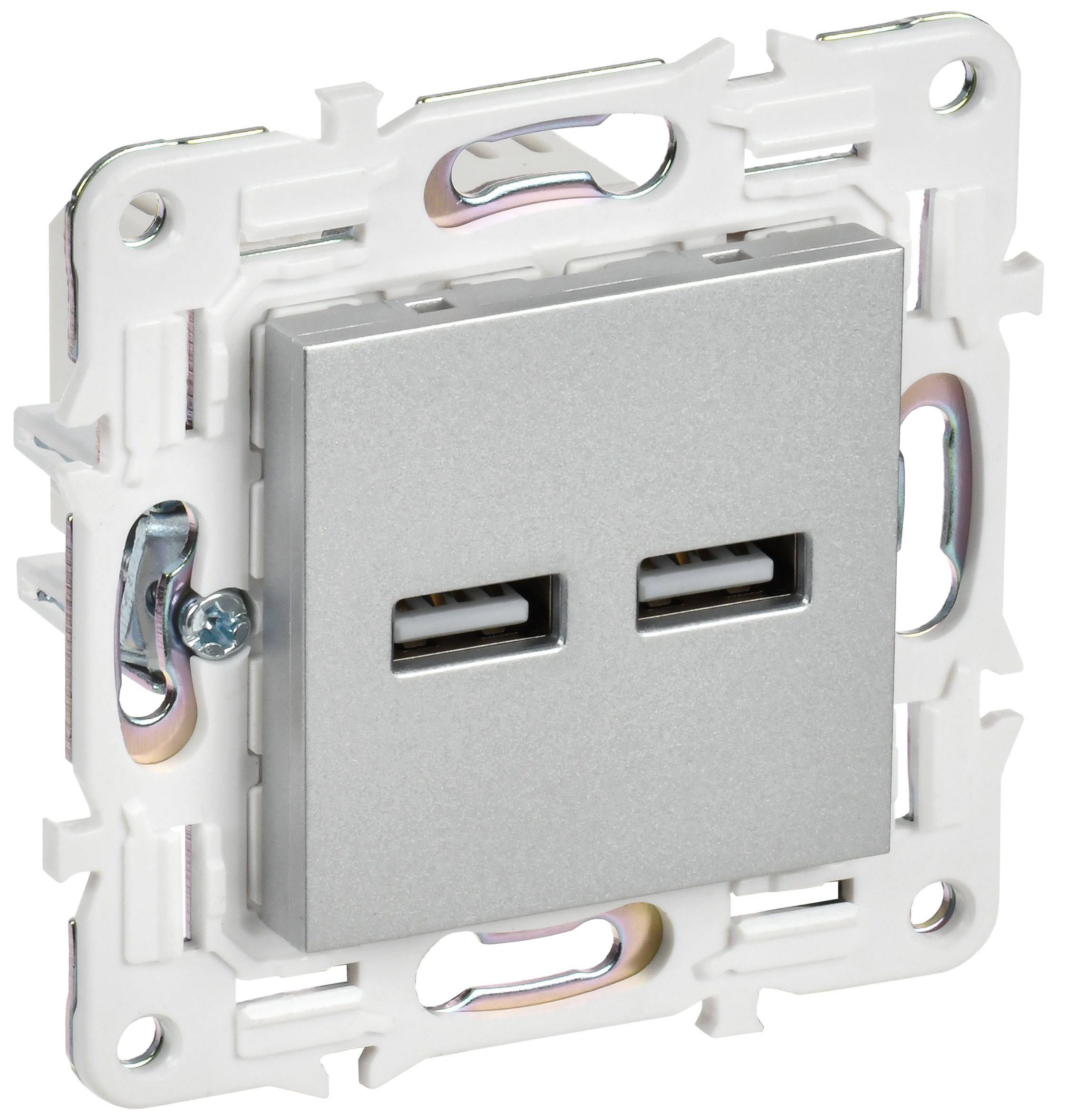 IEK SKANDY Серебряный Розетка USB A+A 3,1А SK-R15S фото
