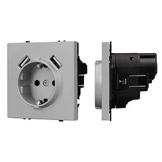 Arlight Механизм розетки с USB зарядкой SCT-NOBE-MUAA-SFPL-IS (230V, 16A)  (Никель) фото