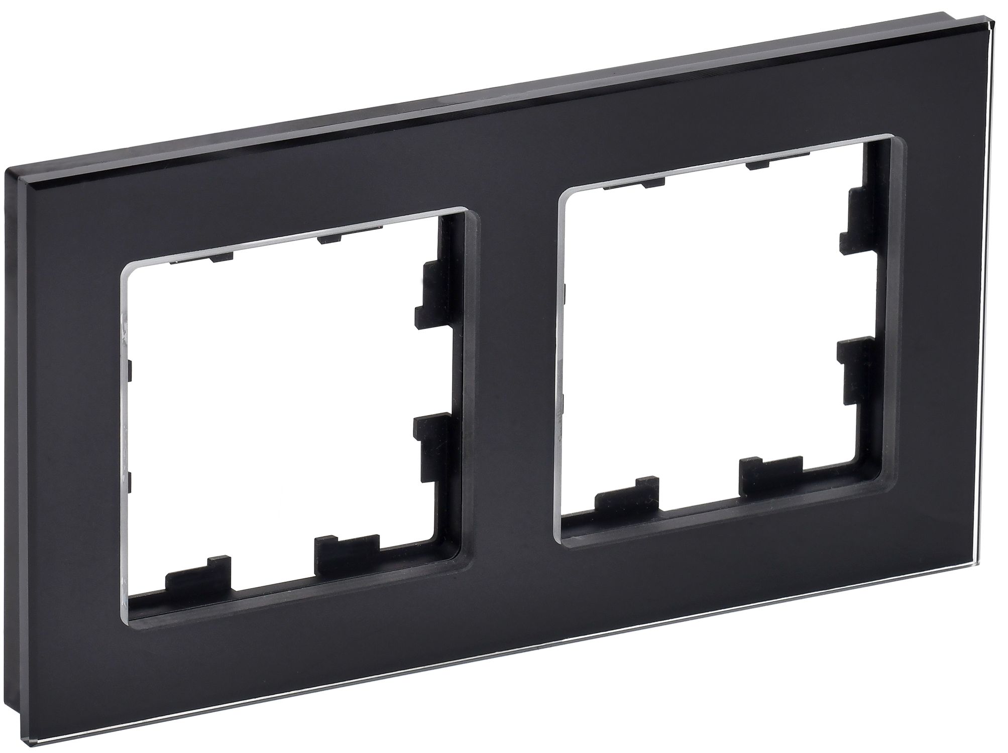 IEK BRITE DECOR Черный глянец стекло Рамка 2-м РУ-2-2-БрЧ фото