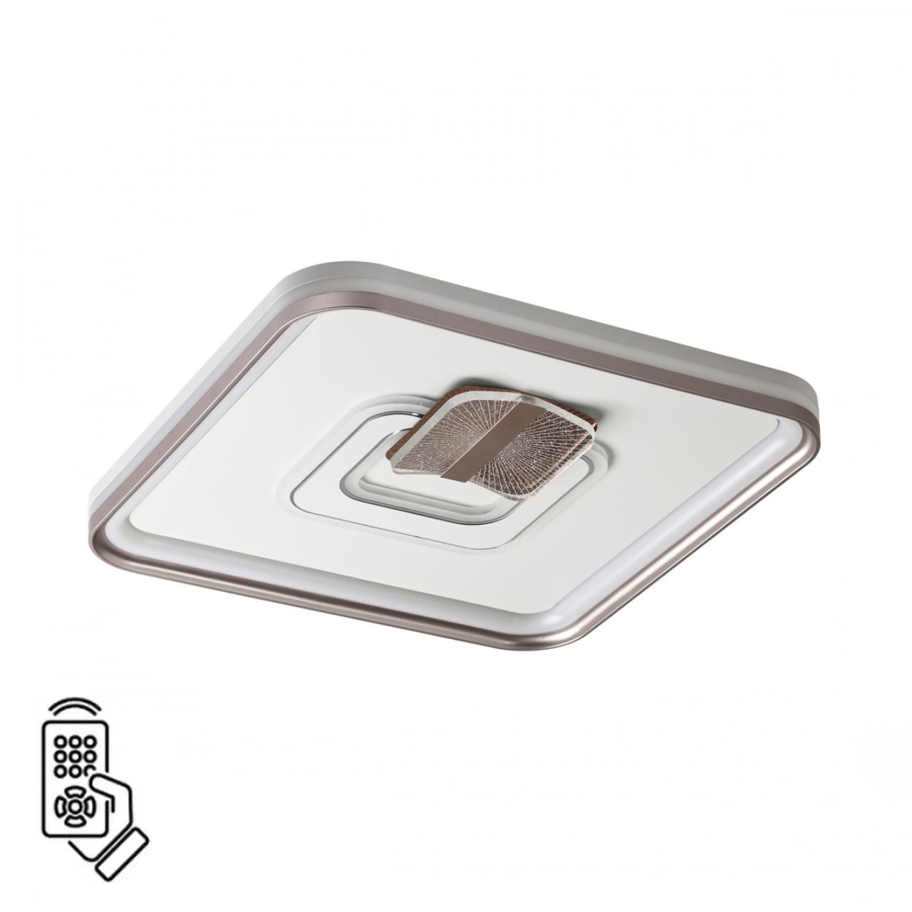 Sonex 7786/85L PIKO LED SN Светильник металл/белый/бронза LED 85Вт 3000-6500K 490х490 IP20 пульт ДУ GEMINI фото