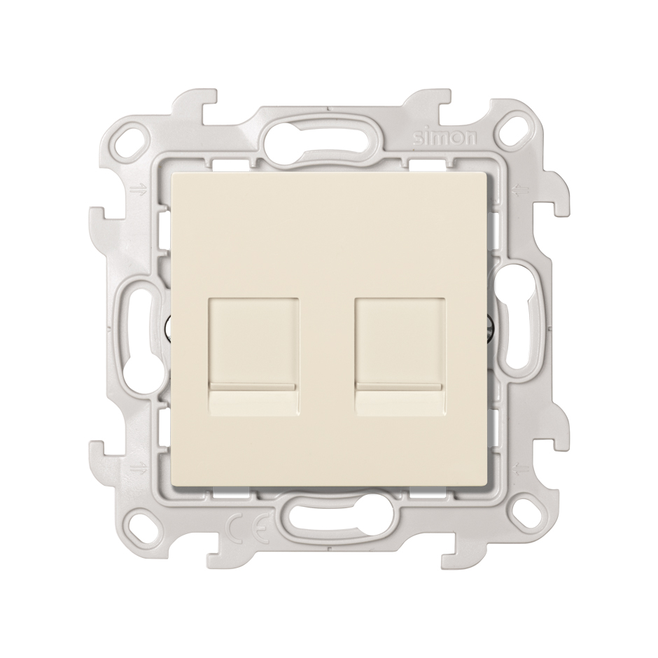 Simon 24 Слоновая кость Розетка для передачи данных 2xRJ45 Cat.6 UTP фото