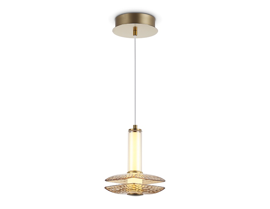 Ambrella Светильник светодиодный подвесной LH31001 BS/TI латунь/янтарь 10W 3000K 150*150*240 фото