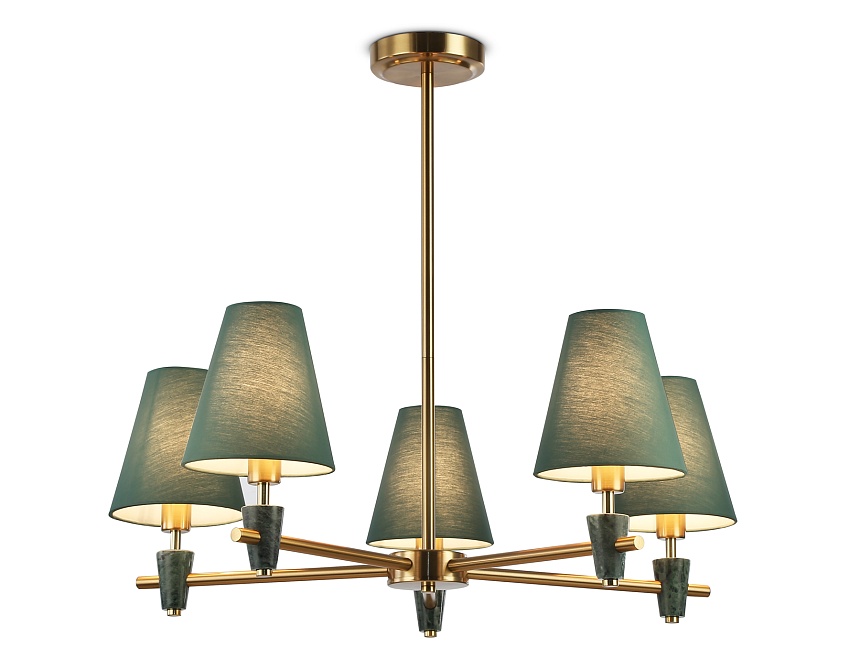 Ambrella Светильник на штанге LH75051/5 BS/GN латунь/зеленый E14*5 max 40W D700*580 фото