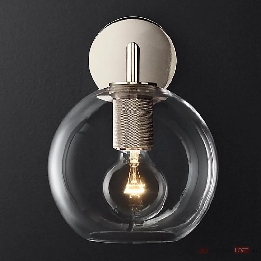 ImperiumLoft Бра RH Utilitaire Globe Shade Single Sconce Silver фото
