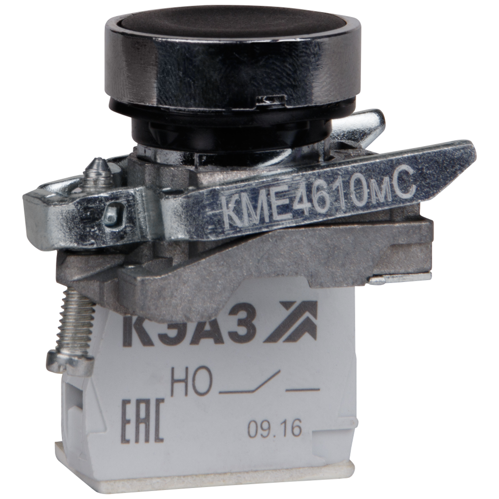 КЭАЗ Кнопка КМЕ4610мС-черный-1но+0нз-цилиндр-IP65. фото