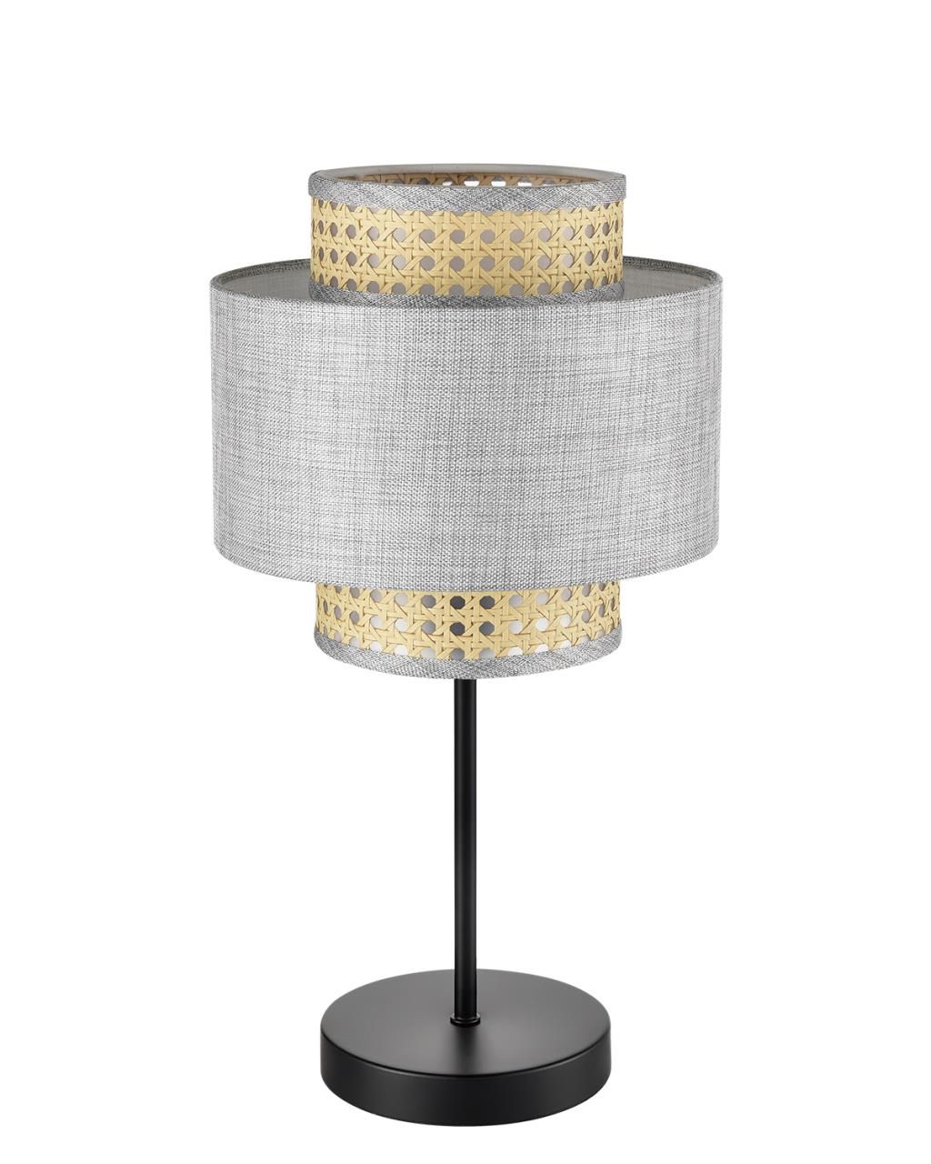 Lumion 8043/1T MODERNI LN24 черный/серый/бежевый, металл/текстиль/ротанг Настольная лампа Е27 1*60W 220V LAUNA фото